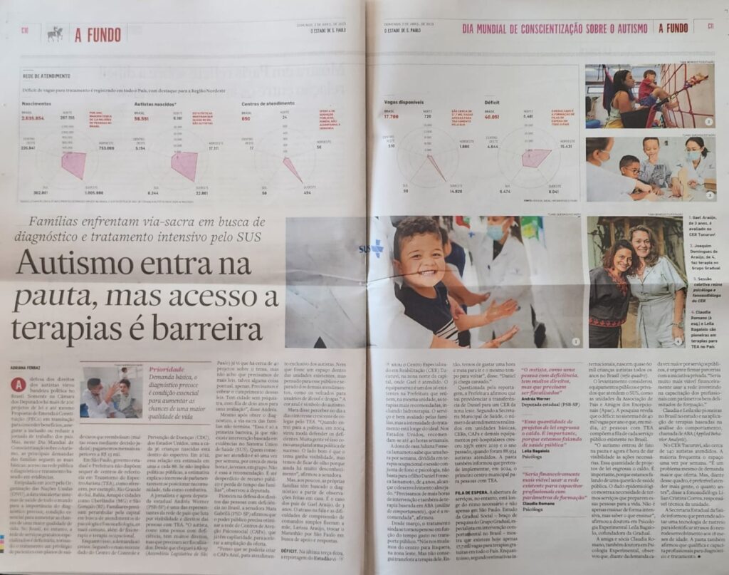 Matéria do Jornal o Estado de S.Paulo sobre o Dia Mundial da Conscientização Sobre o Autismo.